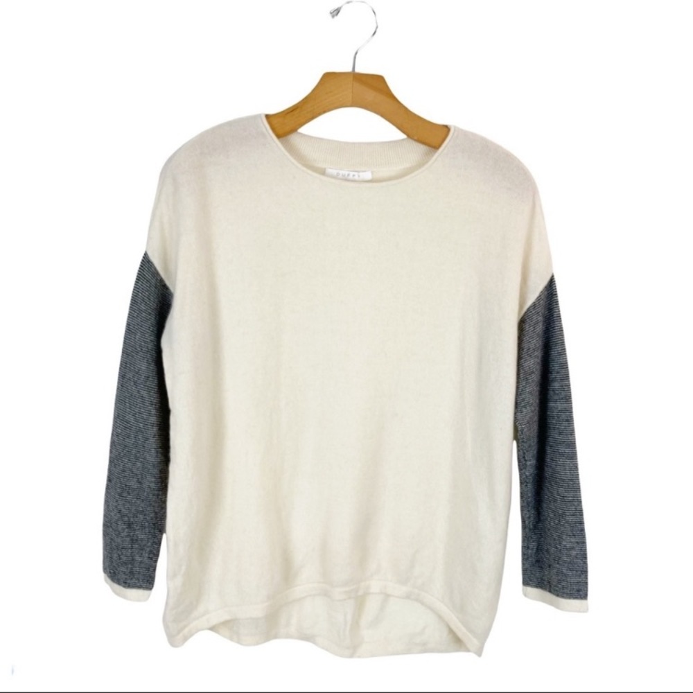 Duffy Two-Tone Cashmere Sweater Cream and Black Medium
